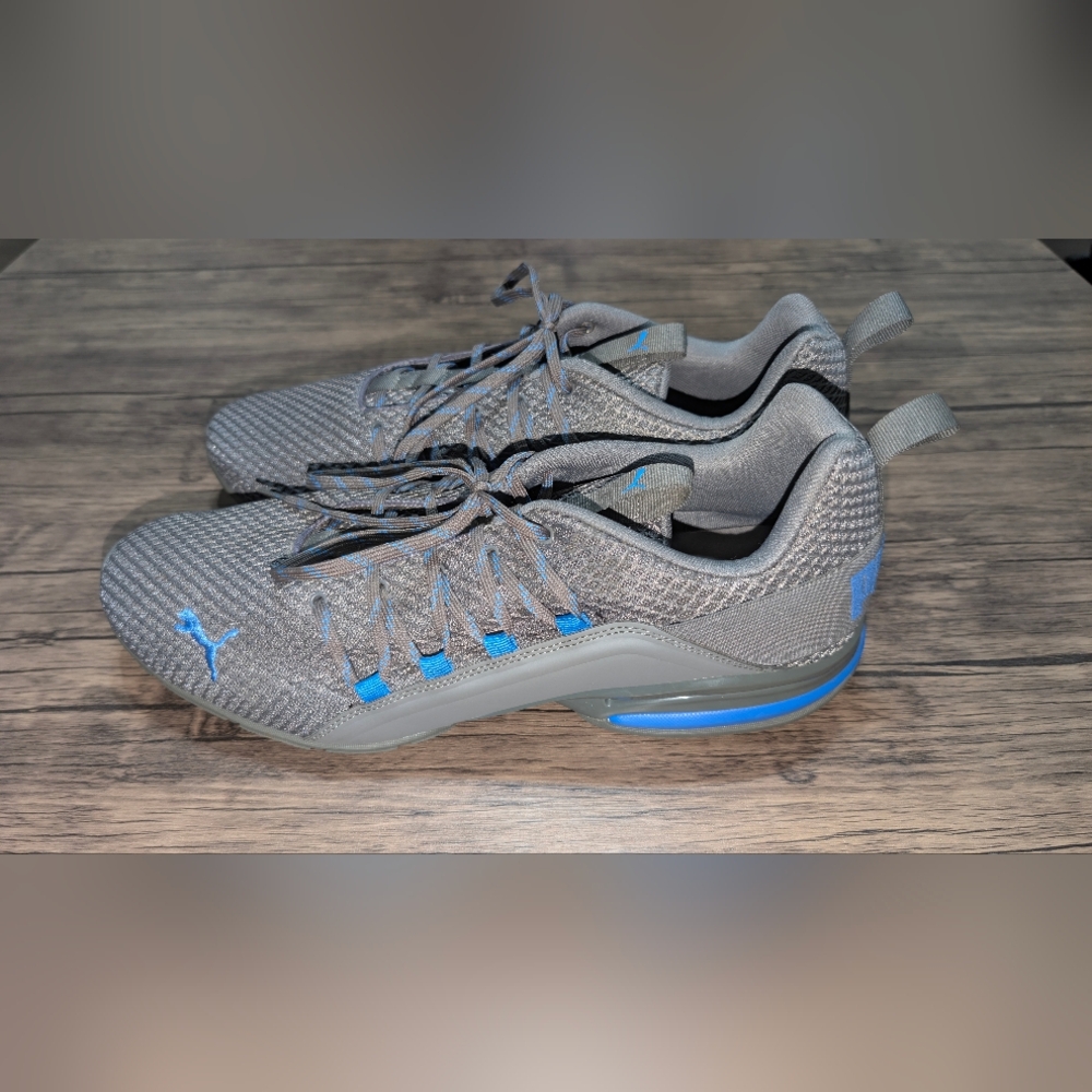 Grey and Blue PUMA Axelion Spark Rip Running Shoes Mens Size 14, Excellent Condi
